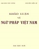 Ebook Khảo luận về ngữ pháp Việt Nam: Phần 2