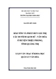 Bảo tồn và phát huy giá trị các di tích lịch sử - văn hóa ở huyện Triệu Phong tỉnh Quảng Trị.