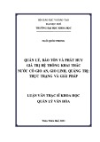 Quản lý, bảo tồn và phát huy giá trị hệ thống khai thác nước cổ Gio An, Gio Linh, Quảng Trị: Thực trạng và giải pháp.