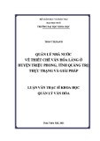 Quản lý nhà nước về thiết chế văn hóa làng ở huyện Triệu Phong, tỉnh Quảng Trị.