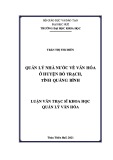 Quản lý nhà nước về văn hóa ở huyện Bố Trạch, tỉnh Quảng Bình.