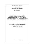 Phương trình sai phân và một số ứng dụng trong chương trình toán phổ thông.