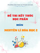 Đề thi kết thúc học phần Nguyên lí Hóa học 2